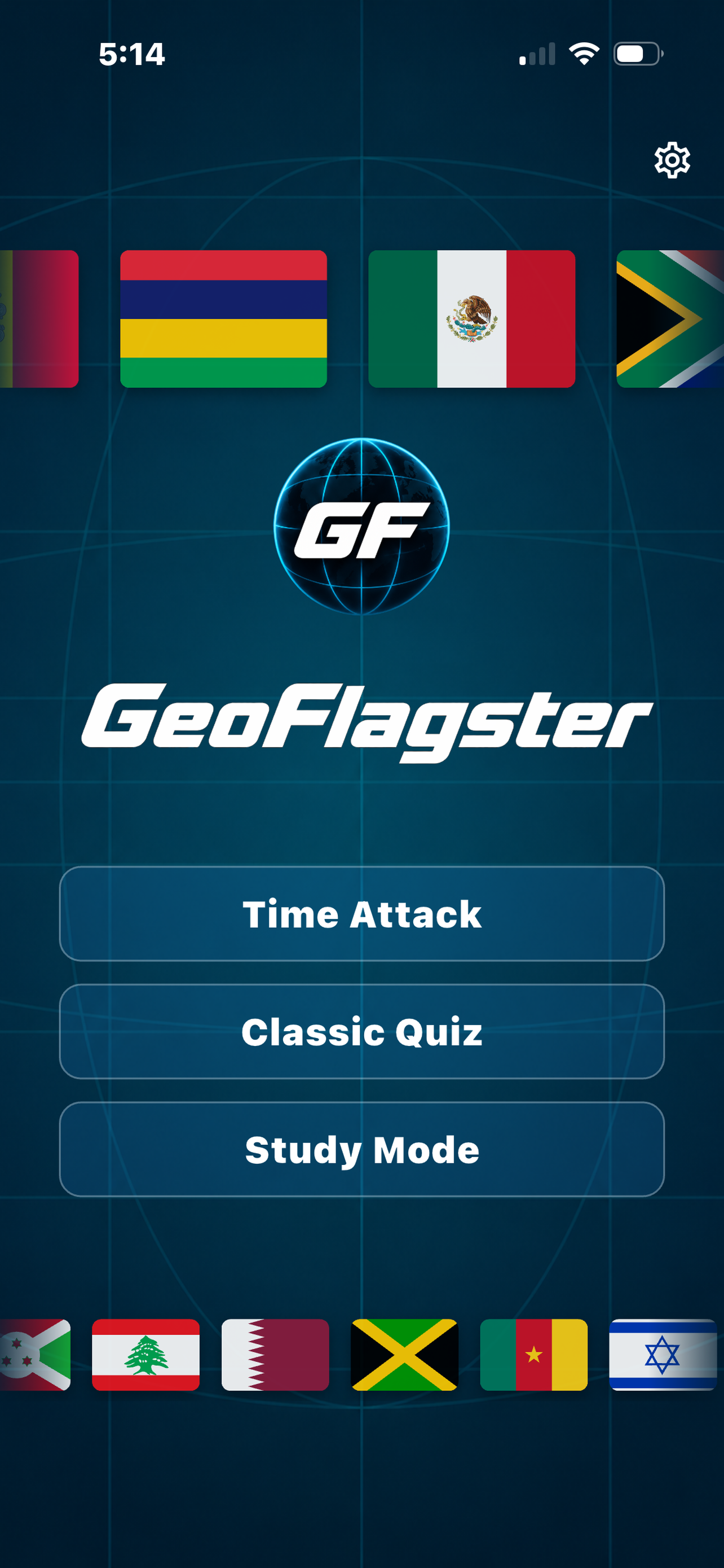 GeoFlagster gameplay - Main menu